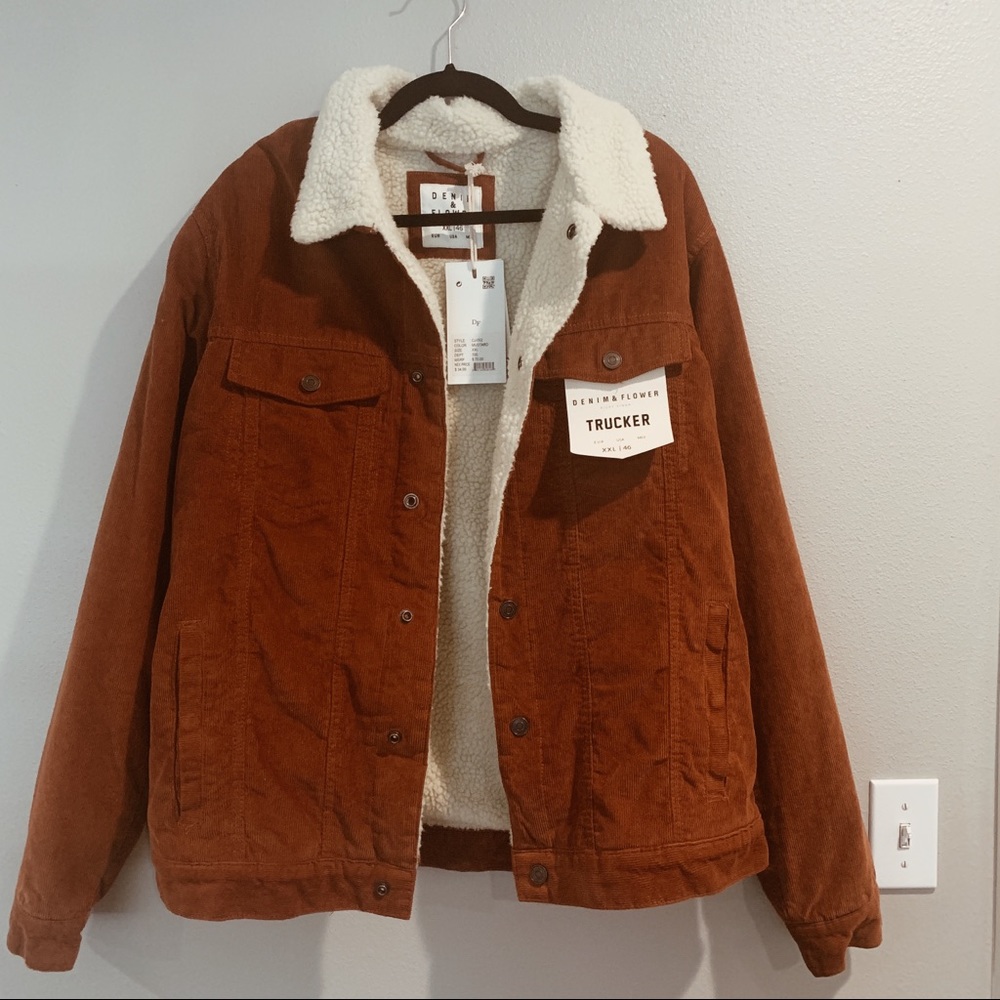 NWT Denim & Flower // Shearling Corduroy Jacket